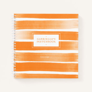 Orange Sketchbook Stripes Votre Nom Journal