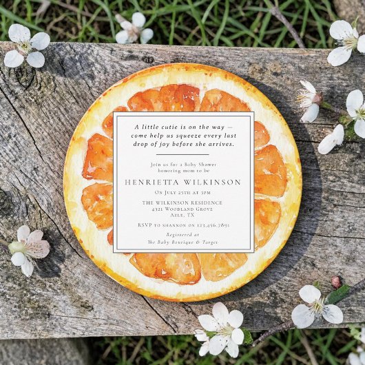 Orange Slice Watercolor Baby Shower Invitation