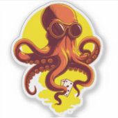 Orange Smart Octopus Sticker (Voorkant)