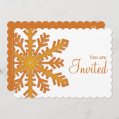 Orange Snowflake Dîner d'hiver Invitation 1 (Devant / Derrière)