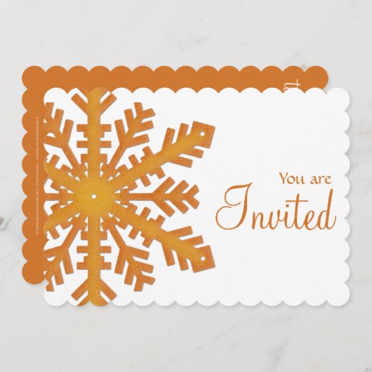 Orange Snowflake Dîner d'hiver Invitation 1 (Devant / Derrière)