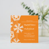 Orange Snowflakes faire-part de mariage de Noël (Debout devant)
