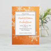 Orange Snowflakes faire-part de mariage de Noël (Debout devant)