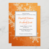 Orange Snowflakes faire-part de mariage de Noël (Devant / Derrière)