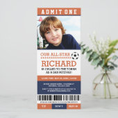 Orange Soccer Bar Mitzvah Invitations (Debout devant)