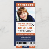 Orange Soccer Bar Mitzvah Invitations (Devant / Derrière)