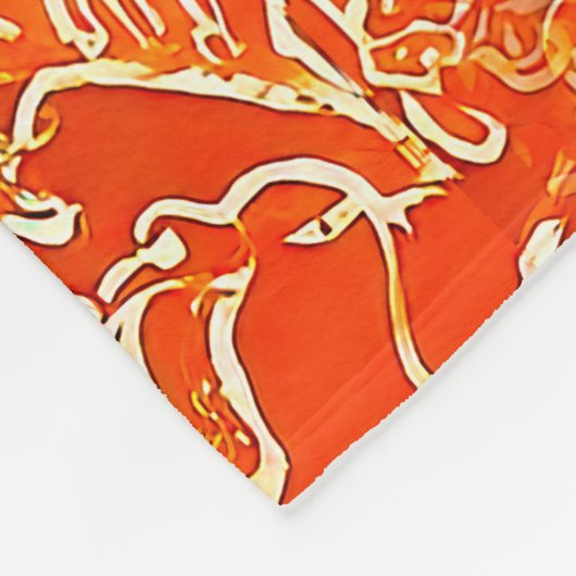 Orange soft flowers fleece deken (Hoek)