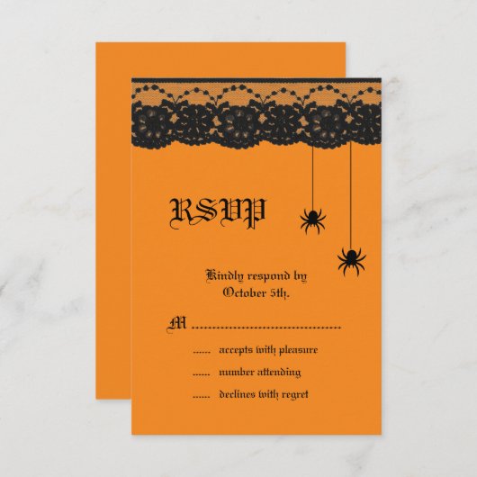 Orange Spiders and Lace RSVP (Devant / Derrière)