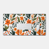 Orange Spring Flowers Botanical Pattern Floral (Clavier et souris)