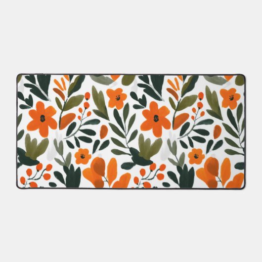 Orange Spring Flowers Botanical Pattern Floral (Recto)
