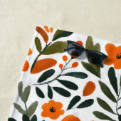 Orange Spring Flowers Elegant Floral Pattern Name Strandlaken (In situ)