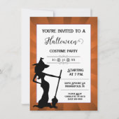 Orange Starburst Witch Halloween Party Invitation (Devant)