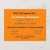 Orange stars anniversaire invitation surprise (Dos)
