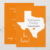 Orange State of Texas Family Reunion Invitation (Devant / Derrière)