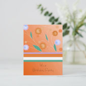 Orange Stripes et Fleurs Invitation Anniversaire (Debout devant)