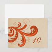 Orange Stylish Swils Numéro de table Carte postale (Devant / Derrière)