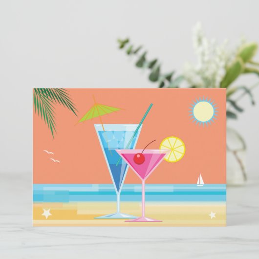 Orange Summer Couple's Shower Invitation (Debout devant)