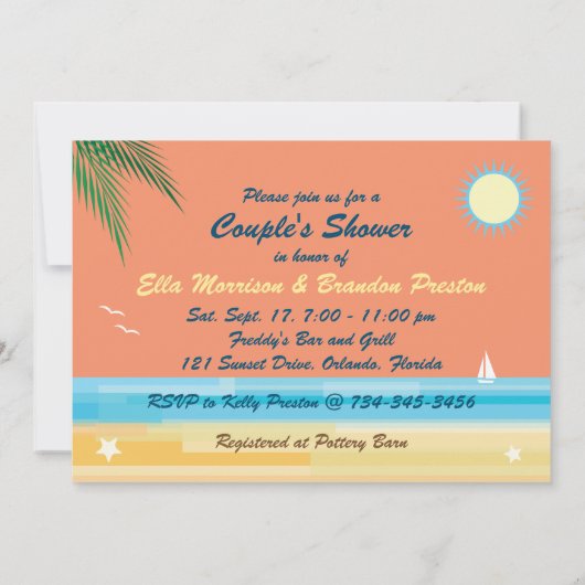 Orange Summer Couple's Shower Invitation (Dos)