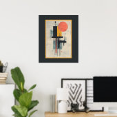 Orange Sun Modern Mid Century Art Poster  (Thuiskantoor)