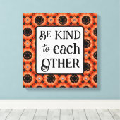 Orange Sunflower BE KIND  Canvas Afdruk (Insitu (Houten vloer))