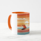 Orange Sunset Beach Mug - Vibrant Coastal Design (Devant gauche)