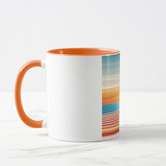 Orange Sunset Beach Mug - Vibrant Coastal Design (Gauche)