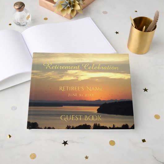 Orange Sunset Retirement Celebration Gastenboek (Voorkant open)
