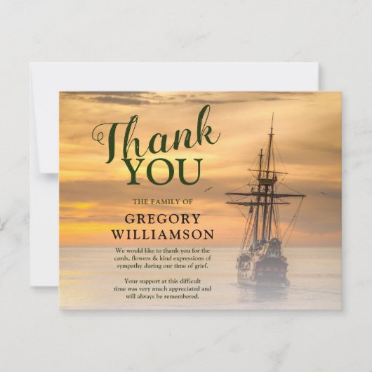 Orange Sunset Ship Merci funéraire (Devant)