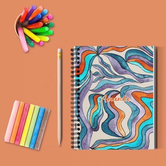 Orange Super Retro Retour à l'école Nom du carnet 