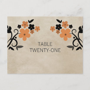 Orange Sweet Vintage Floral Numéro de table Carte 
