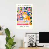 Orange Tabby Cat Art Print Matisse Style Bathroom (Thuiskantoor)