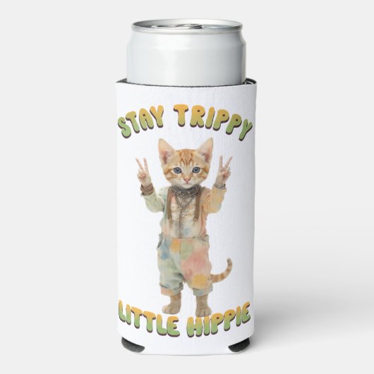 Orange Tabby Cat Boho Stay Trippy Little Hippie (Seltzer Achterkant)