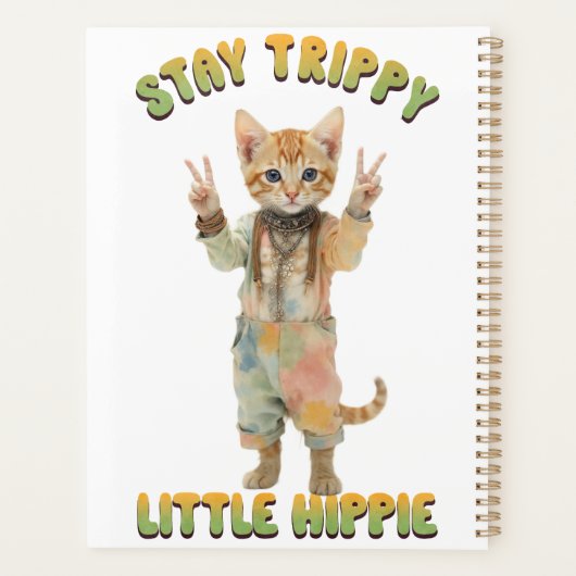 Orange Tabby Cat Boho Stay Trippy Little Hippie  (Dos)