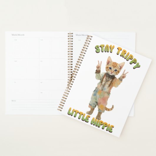 Orange Tabby Cat Boho Stay Trippy Little Hippie  Planner (Display)
