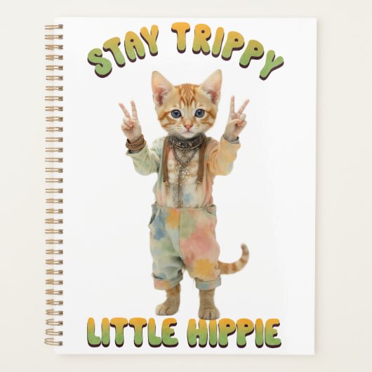 Orange Tabby Cat Boho Stay Trippy Little Hippie Planner (Voorkant)