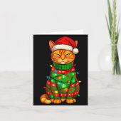 Orange Tabby Cat Christmas Lights Funny Santa Holi Kaart (Voorkant)