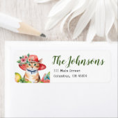 Orange Tabby Chat Étiquettes de adresse floraux po (En situation)