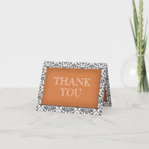 Orange Taillée Damask Merci Cartes de notes
