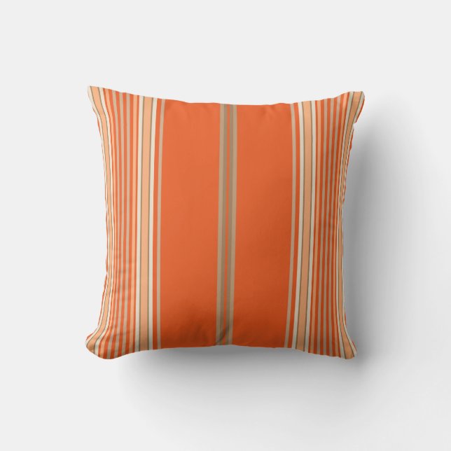 Orange, Tan et White Stripes sur un Coussin (Recto)