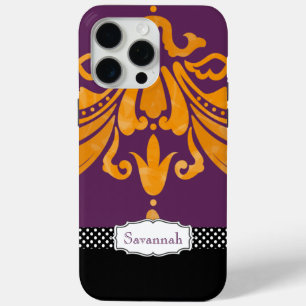 Orange Tangerine Aubergine Damassé Personnalisé