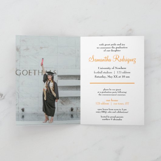 Orange Tassel Graduation Faire-part (Intérieur)