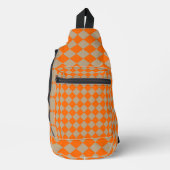 Orange Taupe Checker Diamond Pattern Sling Bag (Voorkant)
