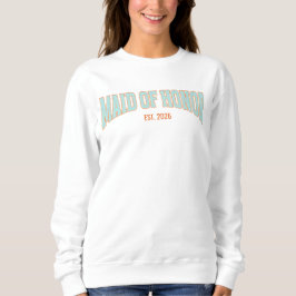 Orange + Teal Faux Glitter Varsity MAID OF HONOR Trui