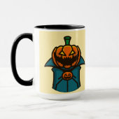 Orange Teal Flat Design Pumpkin Vampire Halloween Mok (Links)
