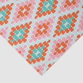 Orange Teal Pink Folk Diamond Geometric Pattern Tissuepapier (Detail)