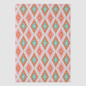 Orange Teal Pink Folk Diamond Geometric Pattern Tissuepapier (Voorkant)
