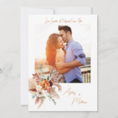 Orange Terracaotta Boho Faire-part de mariage Flor (Dos)