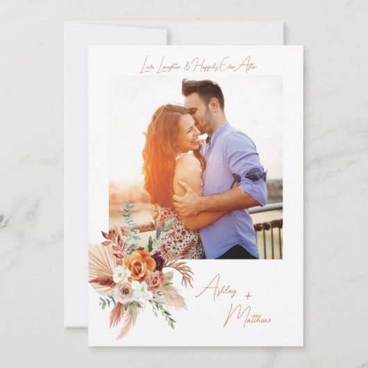 Orange Terracaotta Boho Faire-part de mariage Flor (Dos)