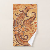 Orange Terracotta Indonésienne Batik motif floral (Serviette à main)