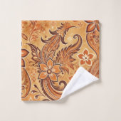 Orange Terracotta Indonésienne Batik motif floral (Gant de toilette)